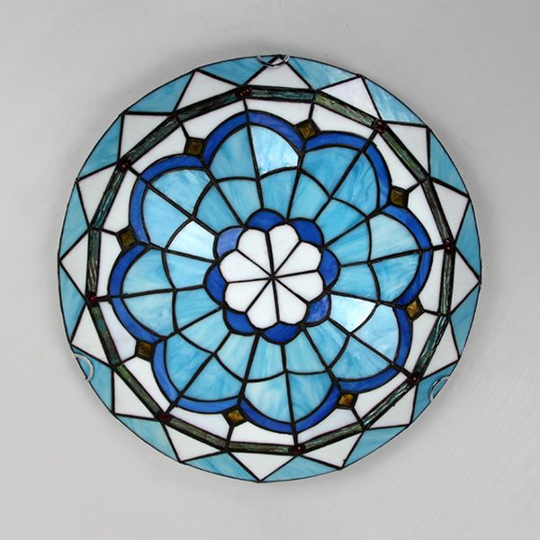 Tiffany Flush Mount Glass Colorful Ceiling Light, Bedroom - Neutral Decor