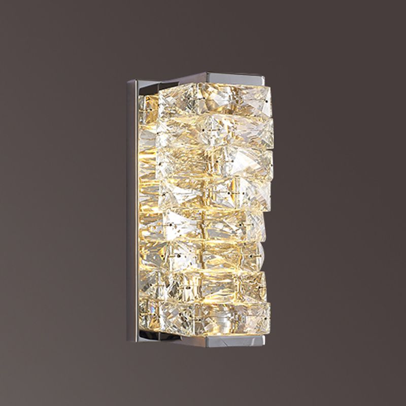Kristy Modern Rectangular Vanity Metal Crystal LED Wall Lamp - Neutral Decor