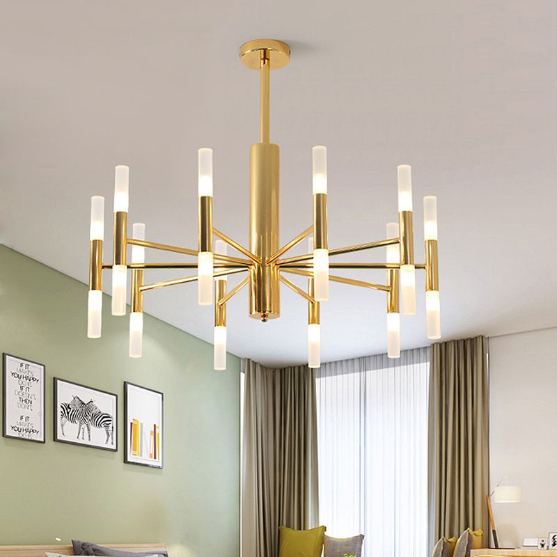 Kristy Modern Cylindrical Metal Chandelier, Gold - Neutral Decor