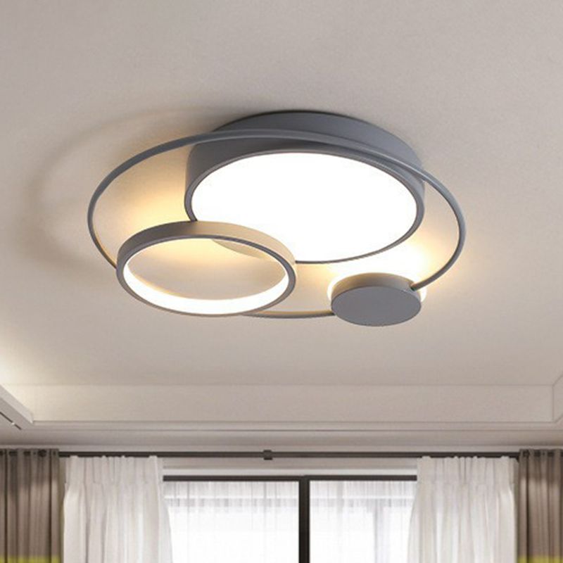 Arisha Modern Circular LED Flush Mount Ceiling Light, Black & White - Neutral Decor