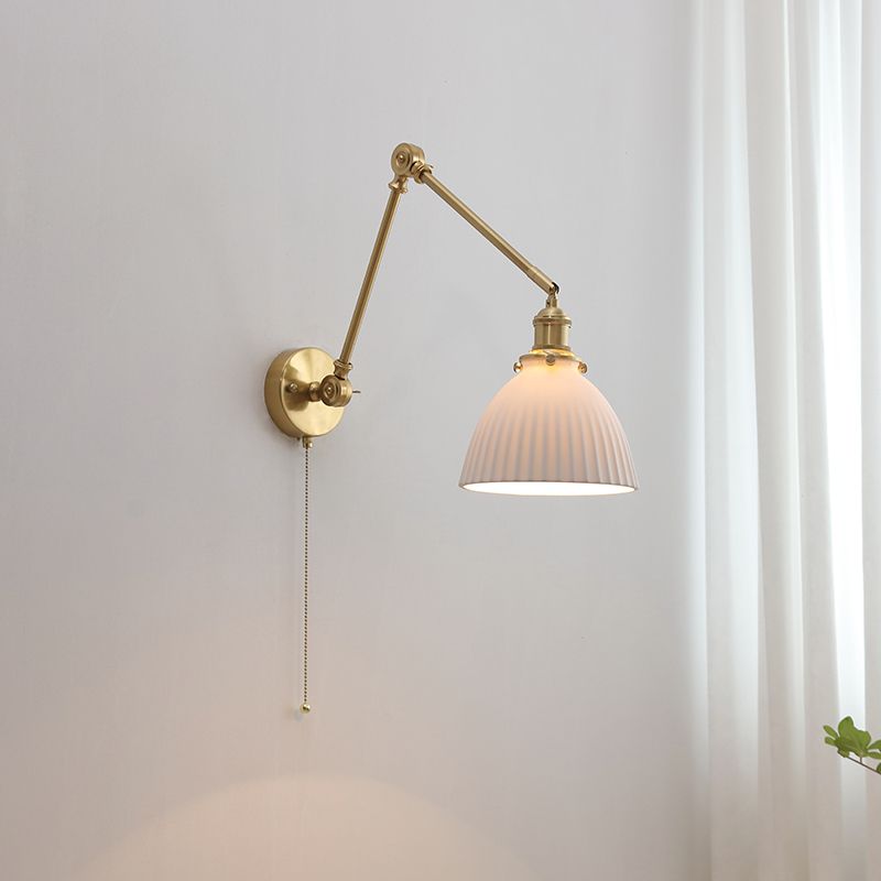 Arisha Wall Lamp Modern Drum Ceramics Metal Adjustable, White - Neutral Decor