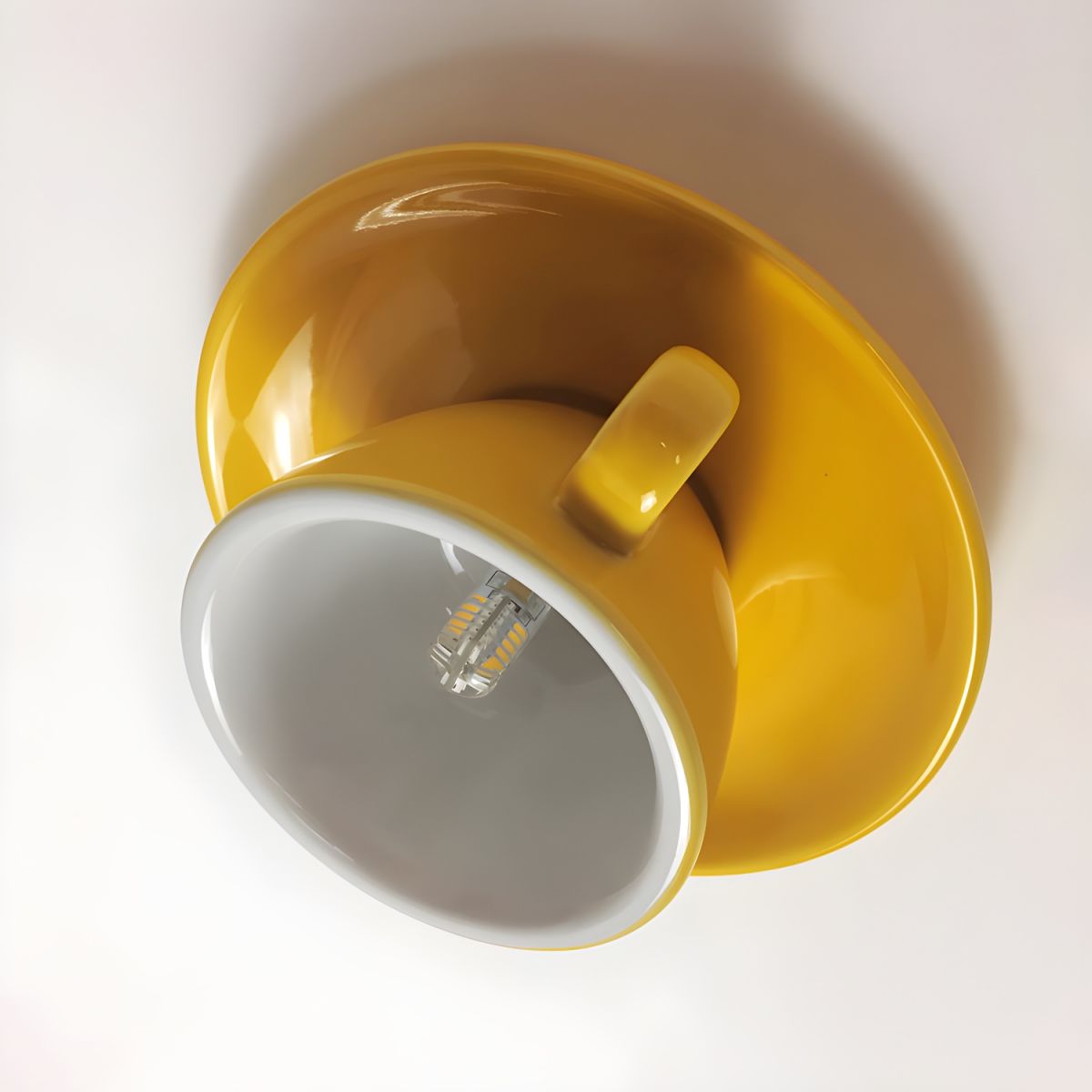 Aria Modern Coffee Cups Ceramic Flush Ceiling Lighting - Neutral Decor
