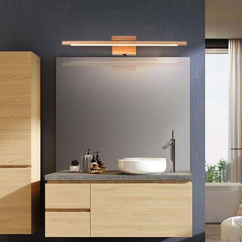 Muto Nature Wood Linear Mirror Front Vanity Wall Lamp - Neutral Decor