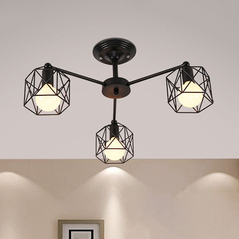 Arisha Black Semi-Flush Mount Ceiling Light - Neutral Decor