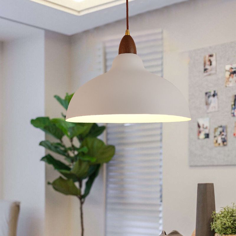 Valentina Modern Bowl-shaped Metal Pendant Light, Black/White - Neutral Decor