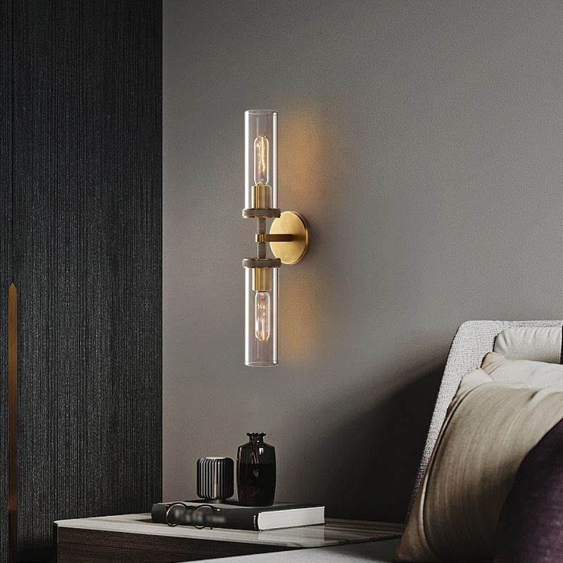 Arisha Modern Cylindrical Metal Led Wall Lamp, Black/Copper - Neutral Decor