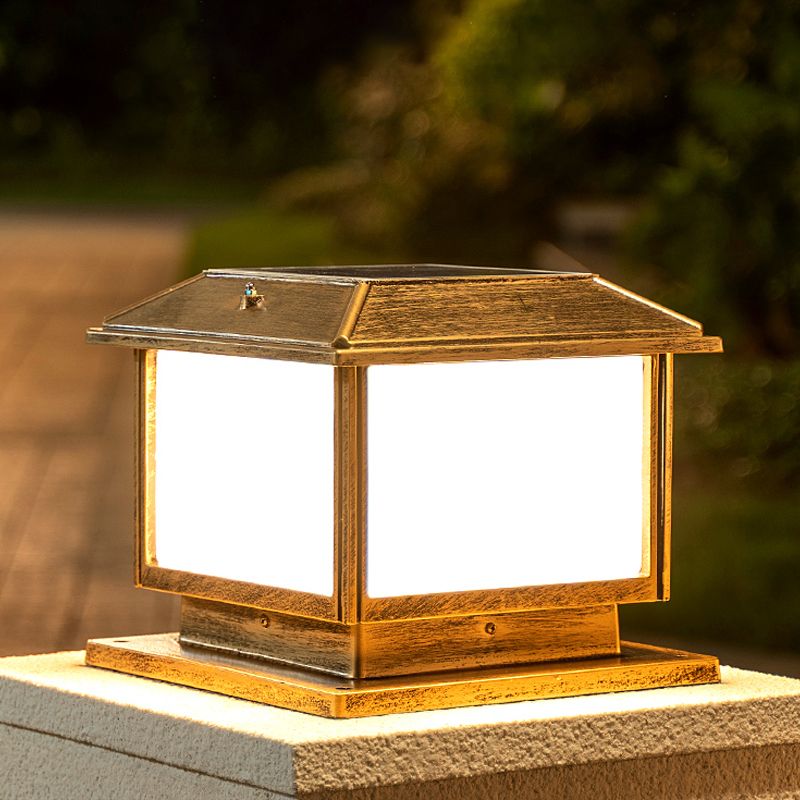 Ray Vintage Rectangle Metal Outdoor Solar Lamps, Black/Bronze - Neutral Decor