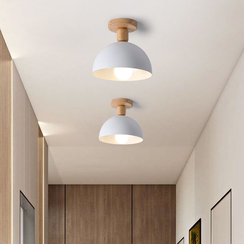 Muto Modern LED Wood Dome Ceiling Light - Neutral Decor