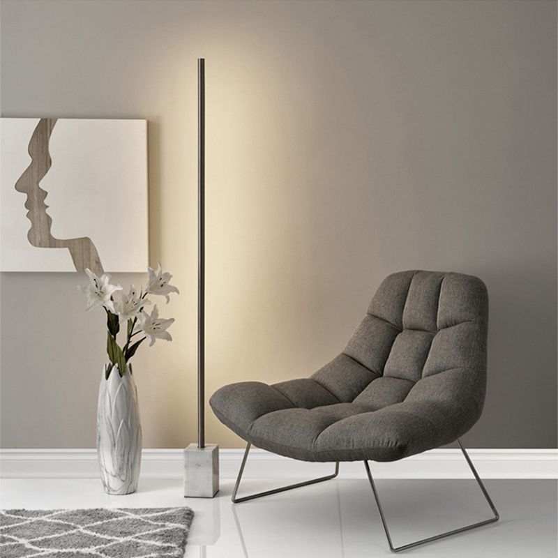 Edge Minimalist Linear Floor Lamp, Black/Gold, Metal/Marble - Neutral Decor