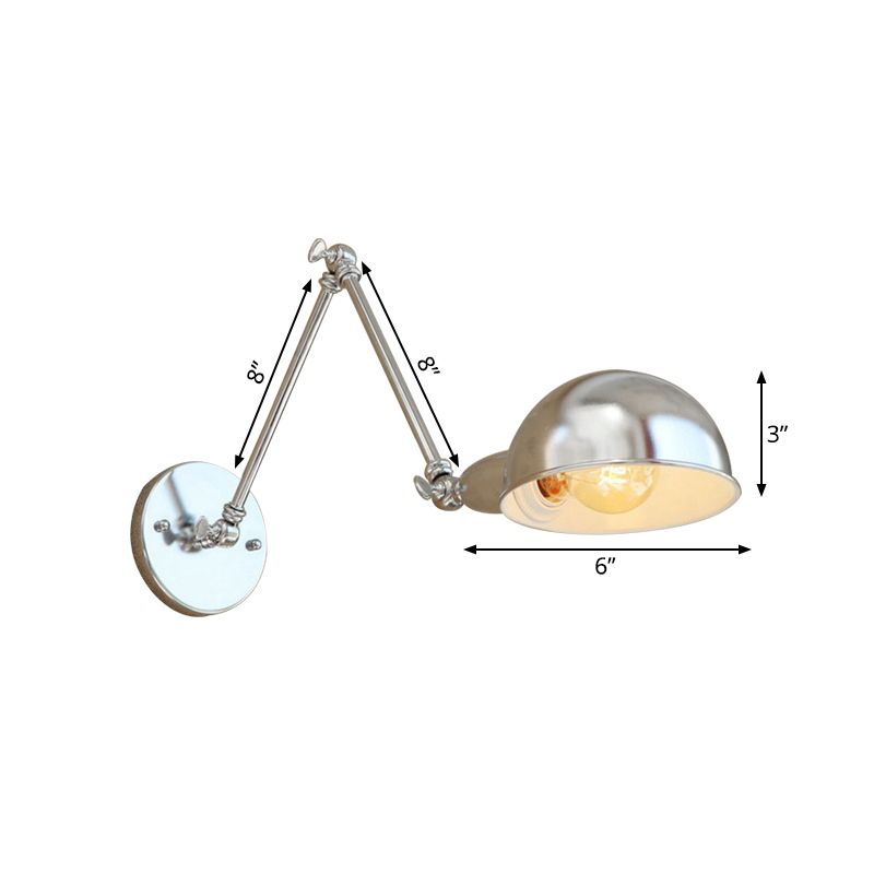 Epoch Wall Lamp Dome Minimalist, Adjustable Metal, Silver, Bedroom - Neutral Decor