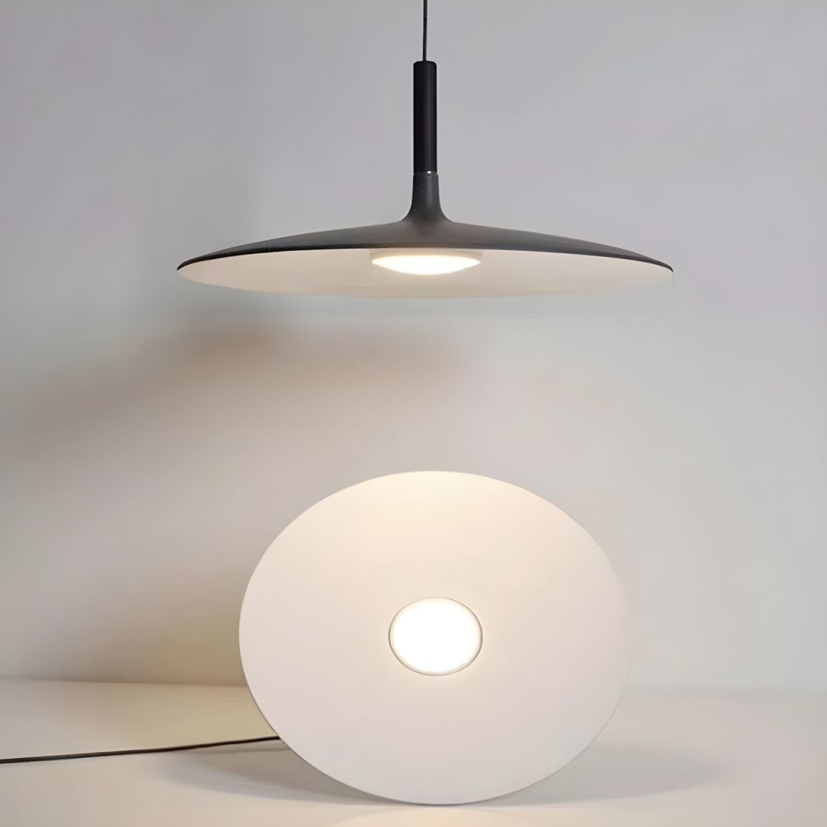 Lustra Pendant Lamp Aluminum Flat Disc-Neutral Decor