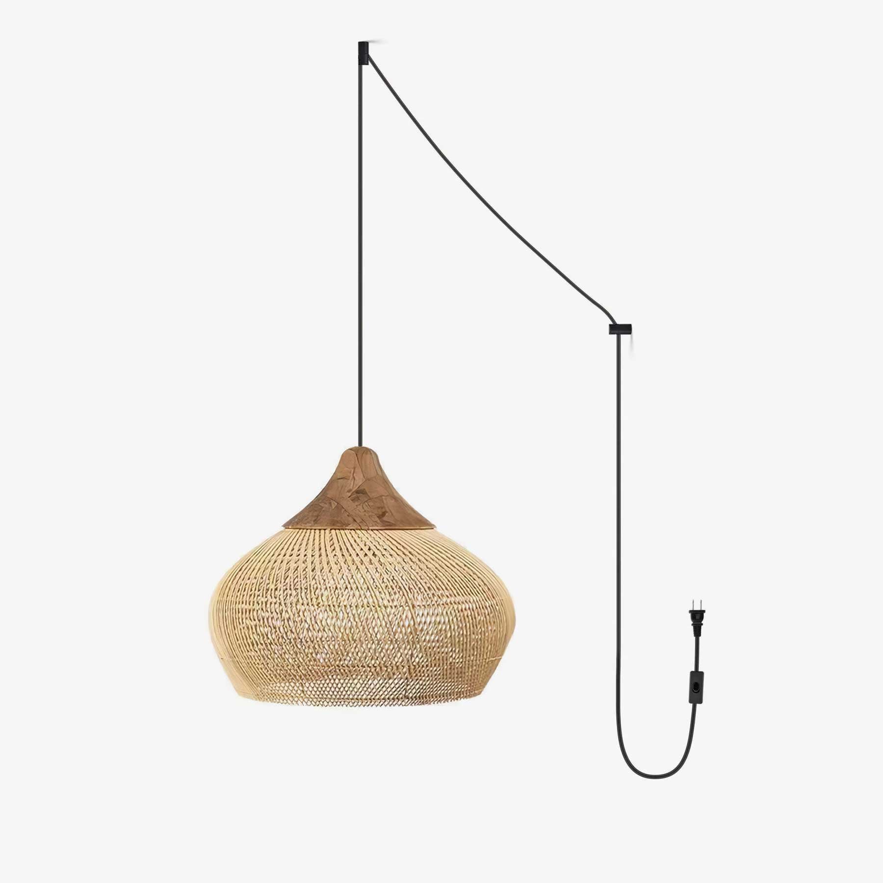 Cora Pendant Lamp Rattan Swag Woven-Neutral Decor