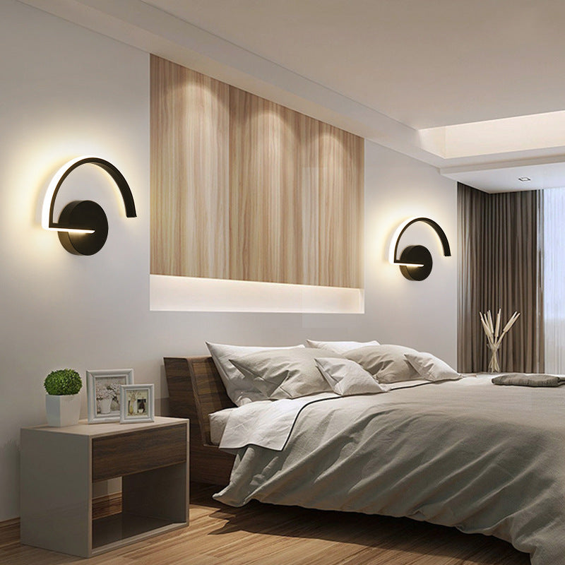 Arisha Minimalist Linear Semicircular Metal Decor Wall Lamp - Neutral Decor