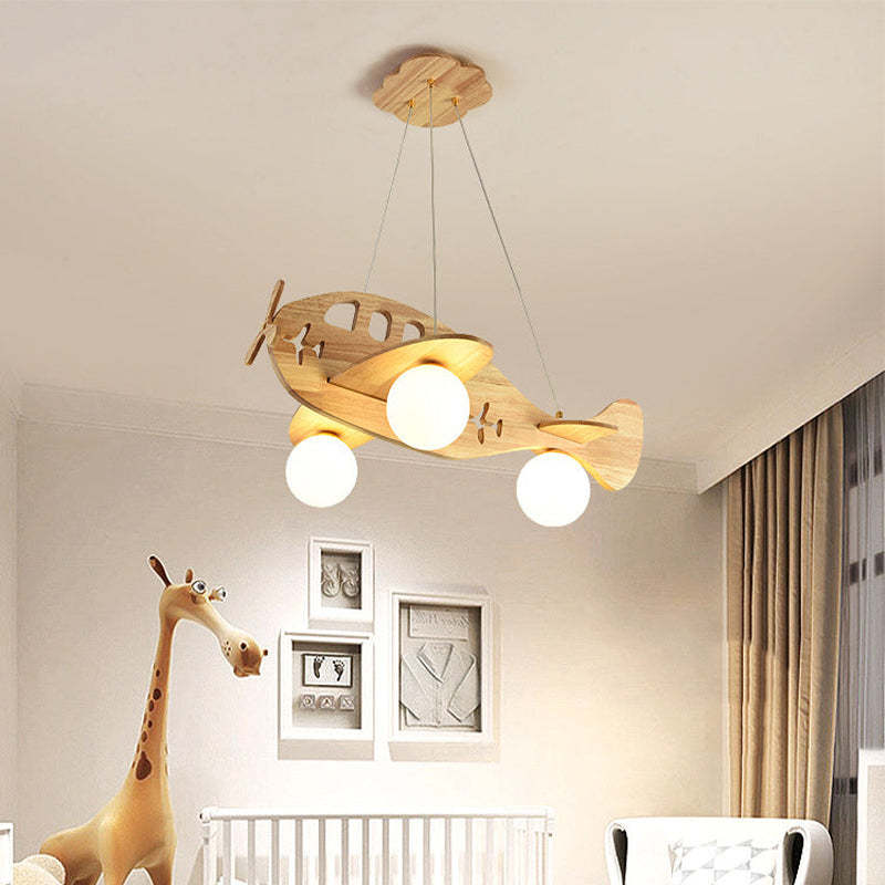 Arisha Vintage Airplane Shape Pendant Light, Wood - Neutral Decor