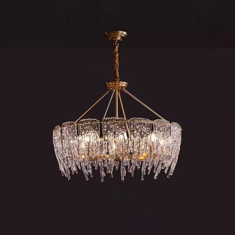 Cathaa Postmodern Luxury Rectangular Icicle Glass Crystal Chandelier-Neutral Decor