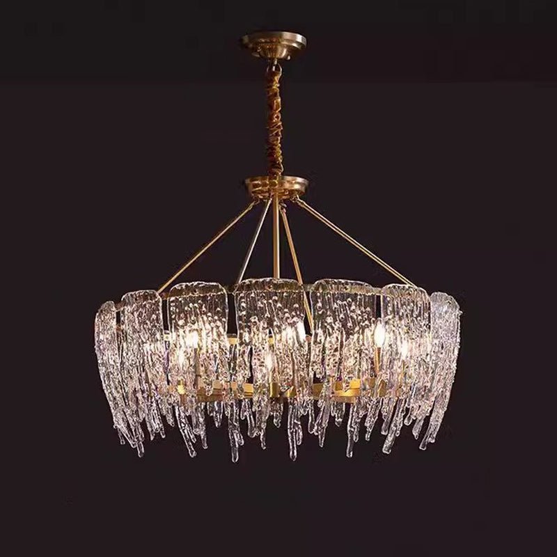 Cathaa Postmodern Luxury Rectangular Icicle Glass Crystal Chandelier-Neutral Decor