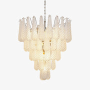 Aurora Chandelier Clear Murano Glass Dewdrop Layered-Neutral Decor