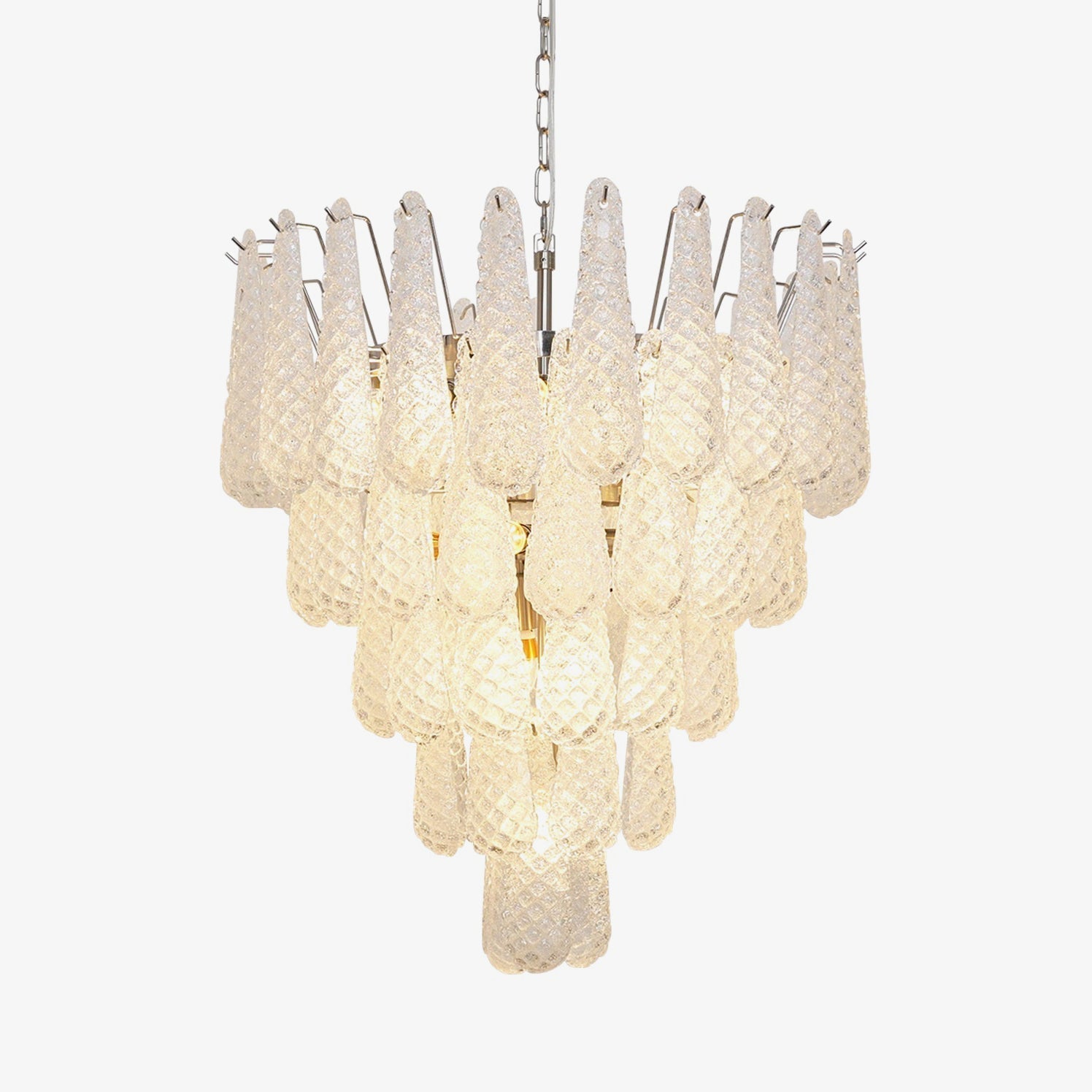 Aurora Chandelier Clear Murano Glass Dewdrop Layered-Neutral Decor