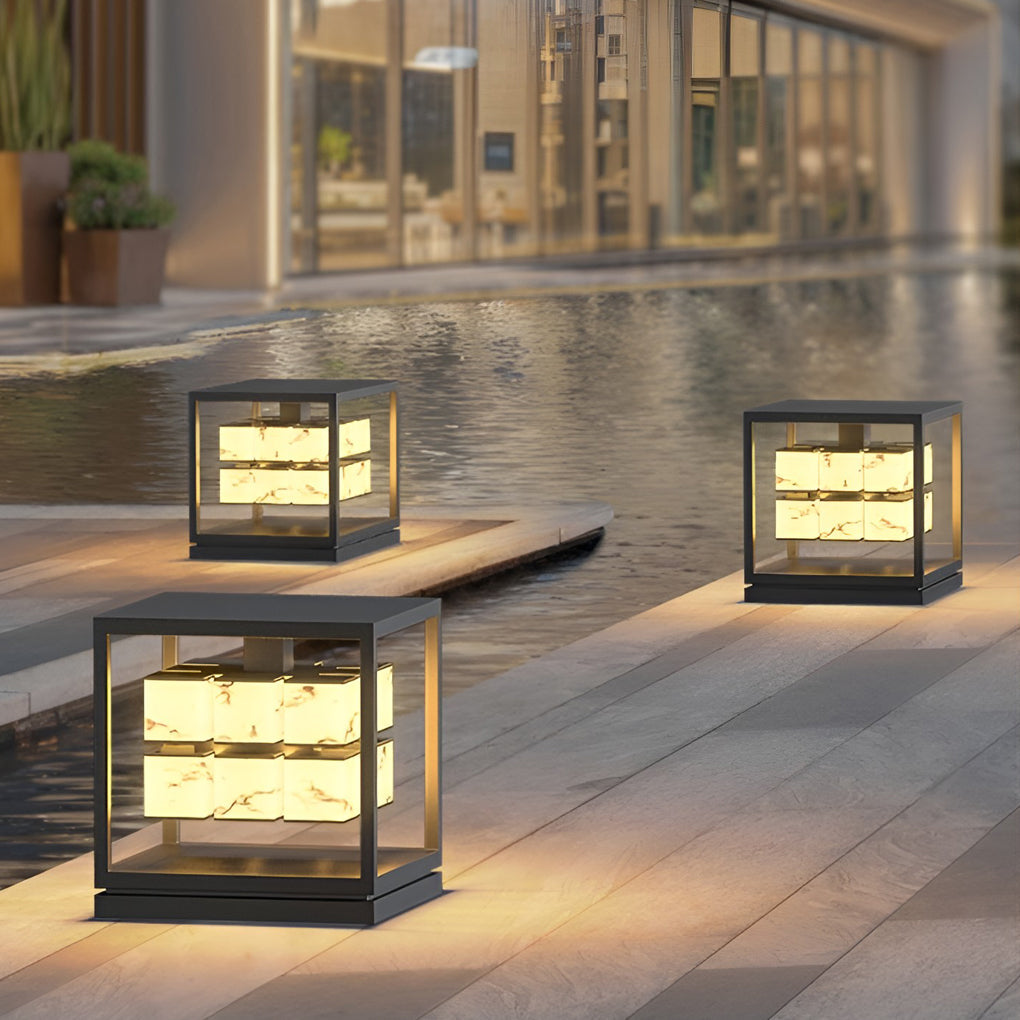 Herdsm Square LED Modern Steel Outdoor Post Caps Lights