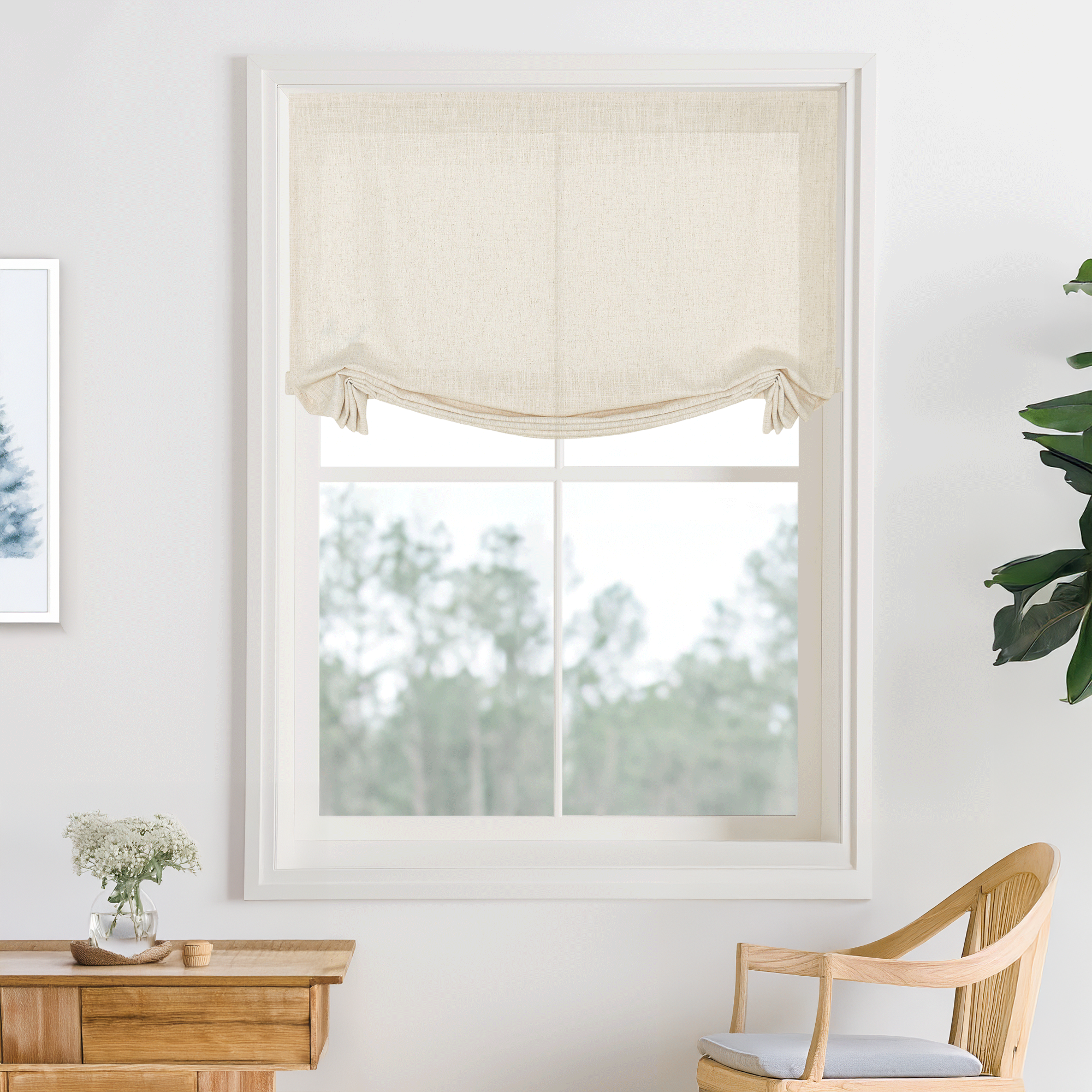 Kelly Linen Roman Shades & Blinds-Neutral Decor