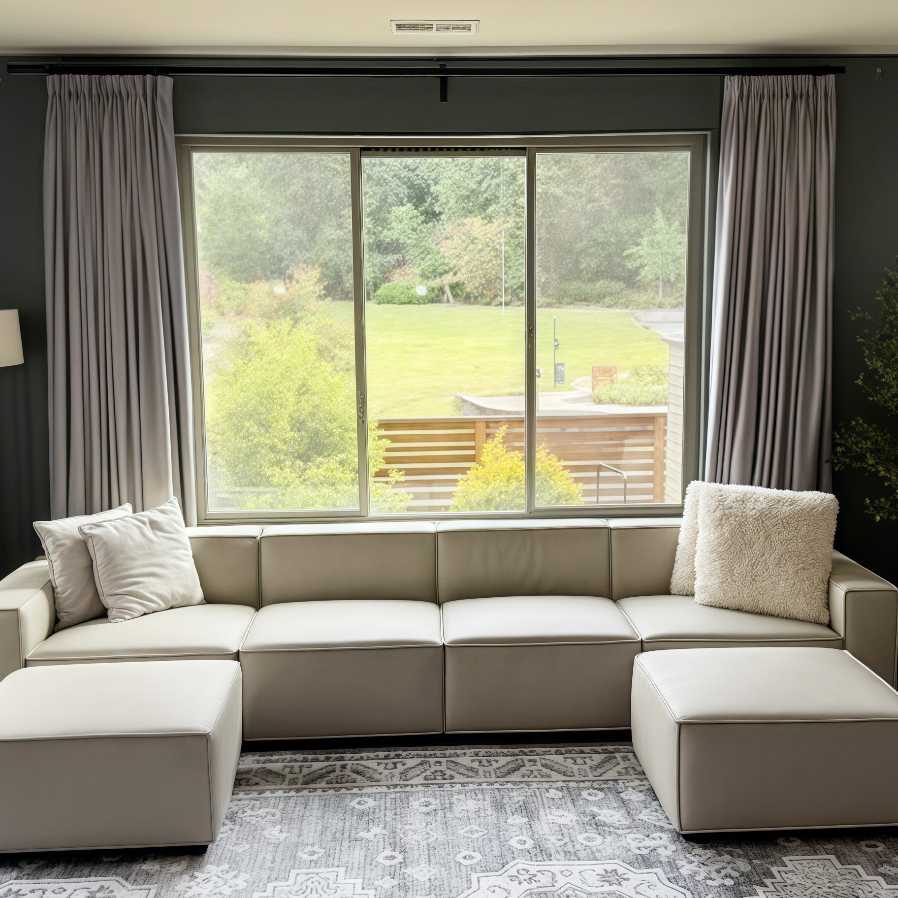 Lily Linen Curtains & Drapes Pleated-Neutral Decor