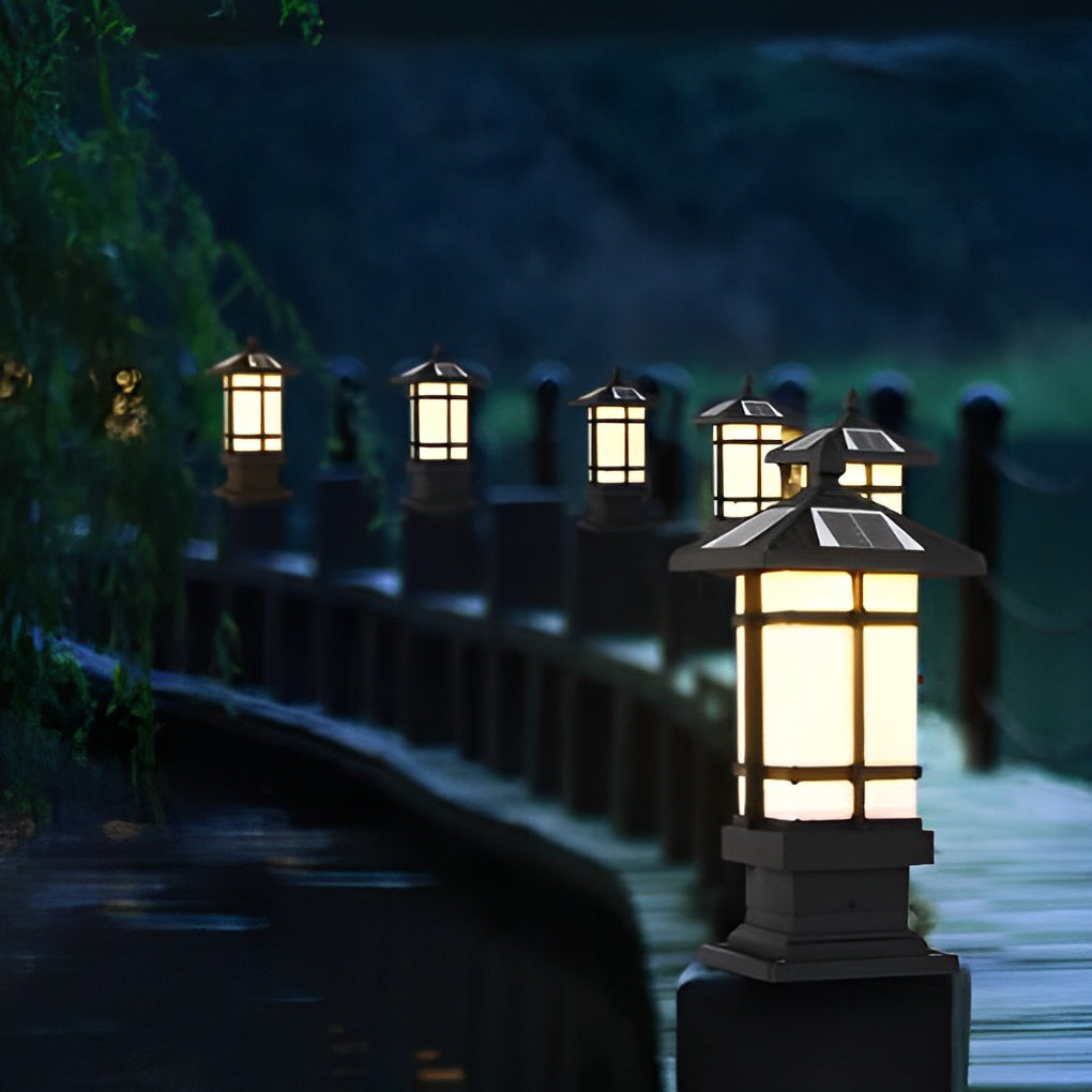 Janea Remote Vintage Solar Outdoor Fence Post Lights