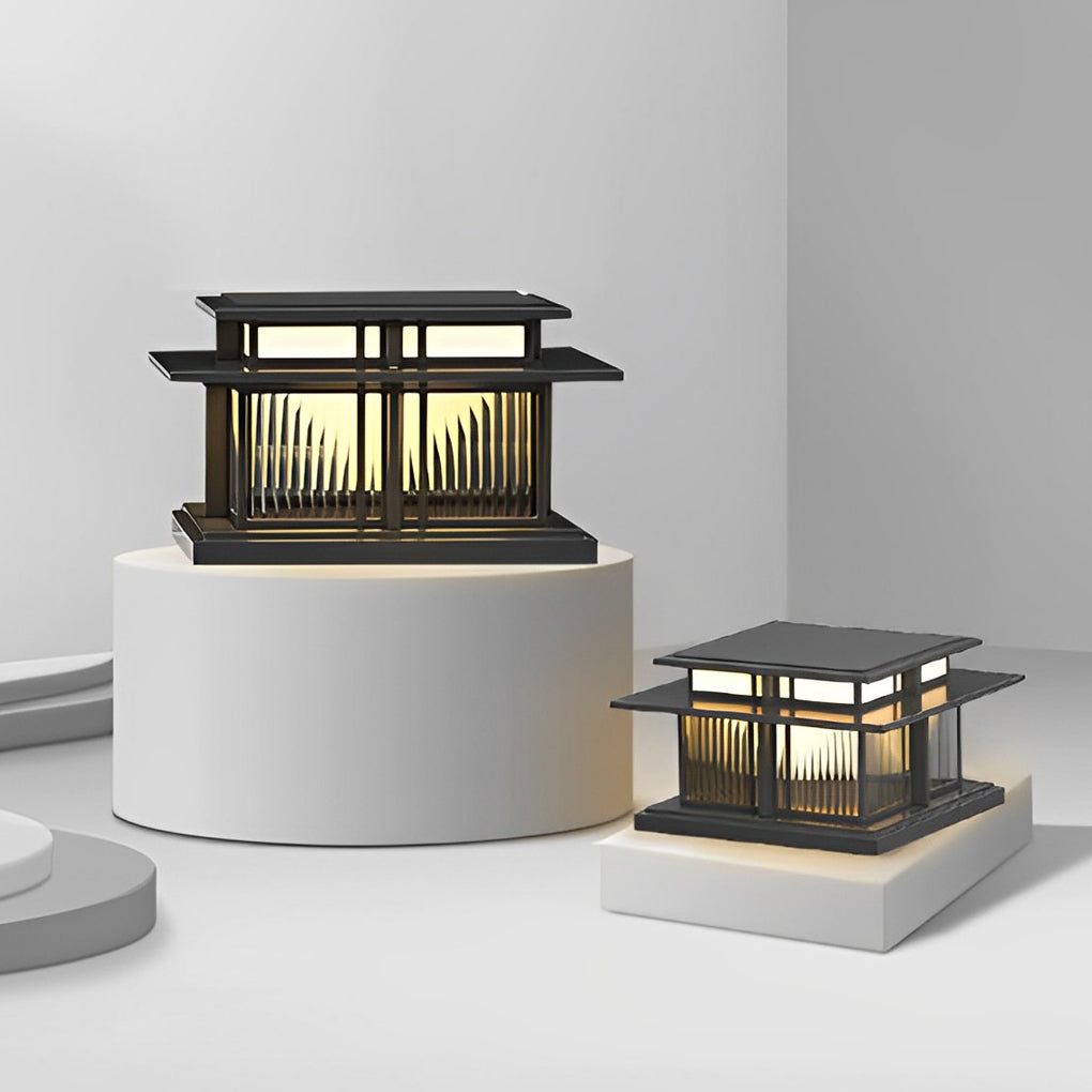 Haylyy Modern Solar Post Caps Glass Outdoor Pillar Light
