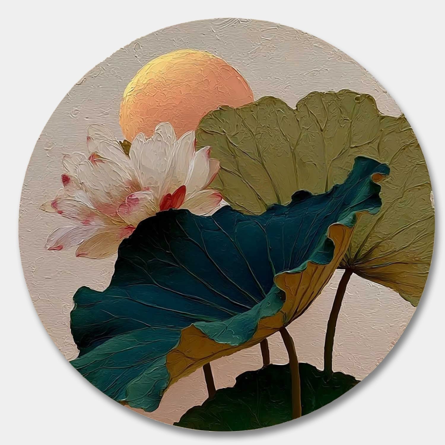 Wall Art Textured Lotus Flower Peach - Neutralighting