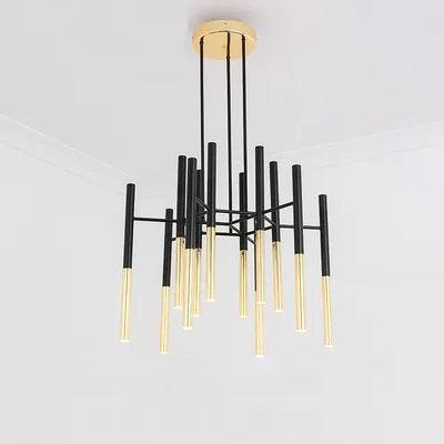 Arixon Chandelier Modern Rods Black Gold-Neutral Decor