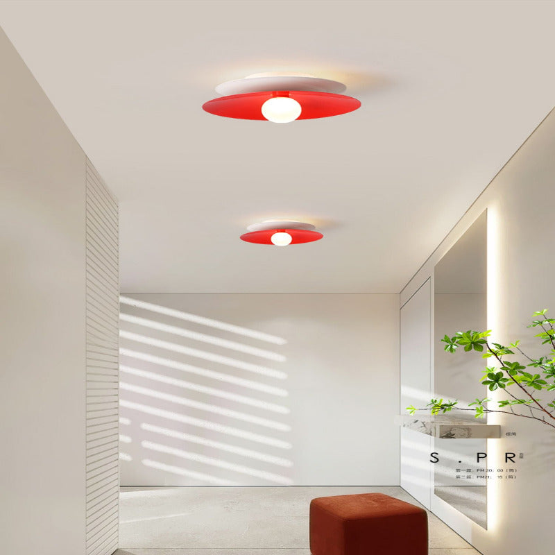 Arisha Modern Flush Mount Ceiling Light White Red Black Metal Balcony - Neutral Decor