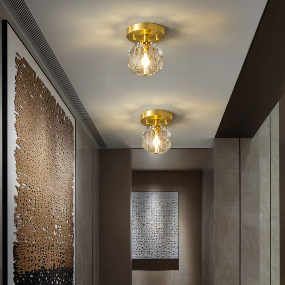 Kristy Luxury Diamond Metal/Acrylic Flush Mount Ceiling Light, Gold - Neutral Decor