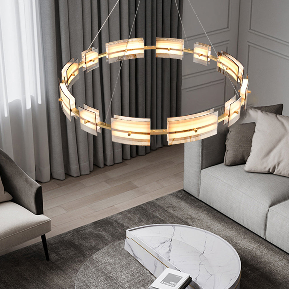 Arisha Minimalist Ring Metal Pendant Light,Black/Gold - Neutral Decor