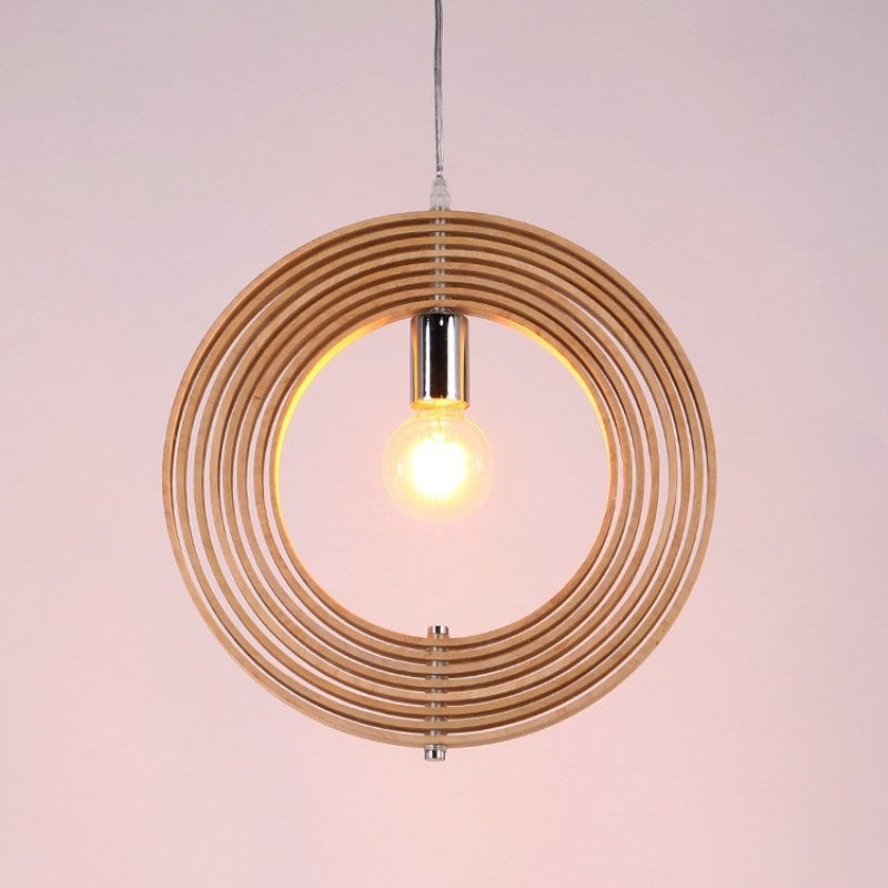 Muto Japanese LED Pendant Light Black/Gold Wood Bedroom/Bar - Neutral Decor