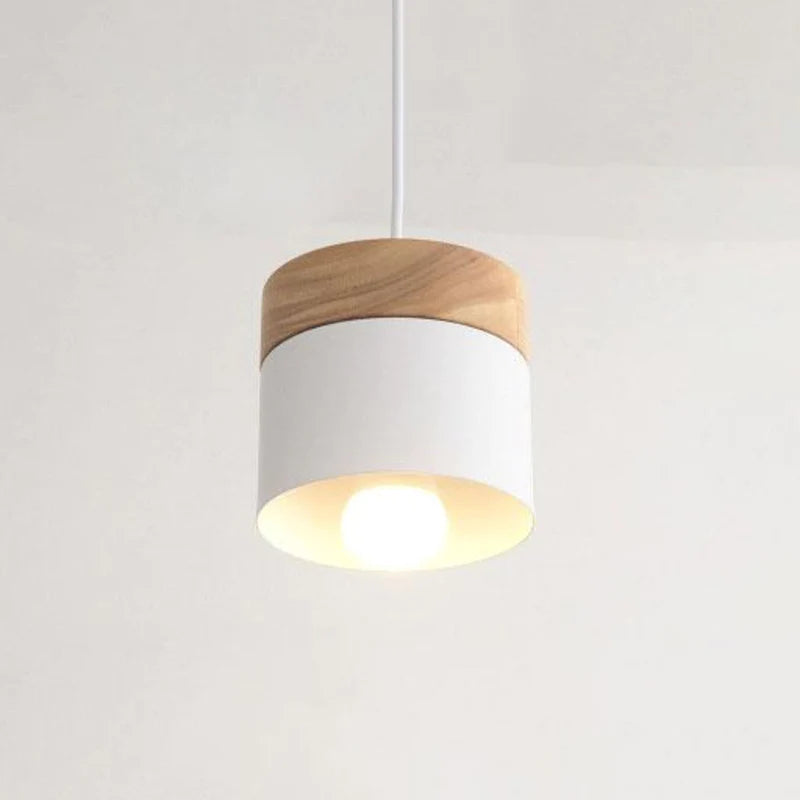 Valentina Modern Can Shape Metal/Wood Pendant Light - Neutral Decor