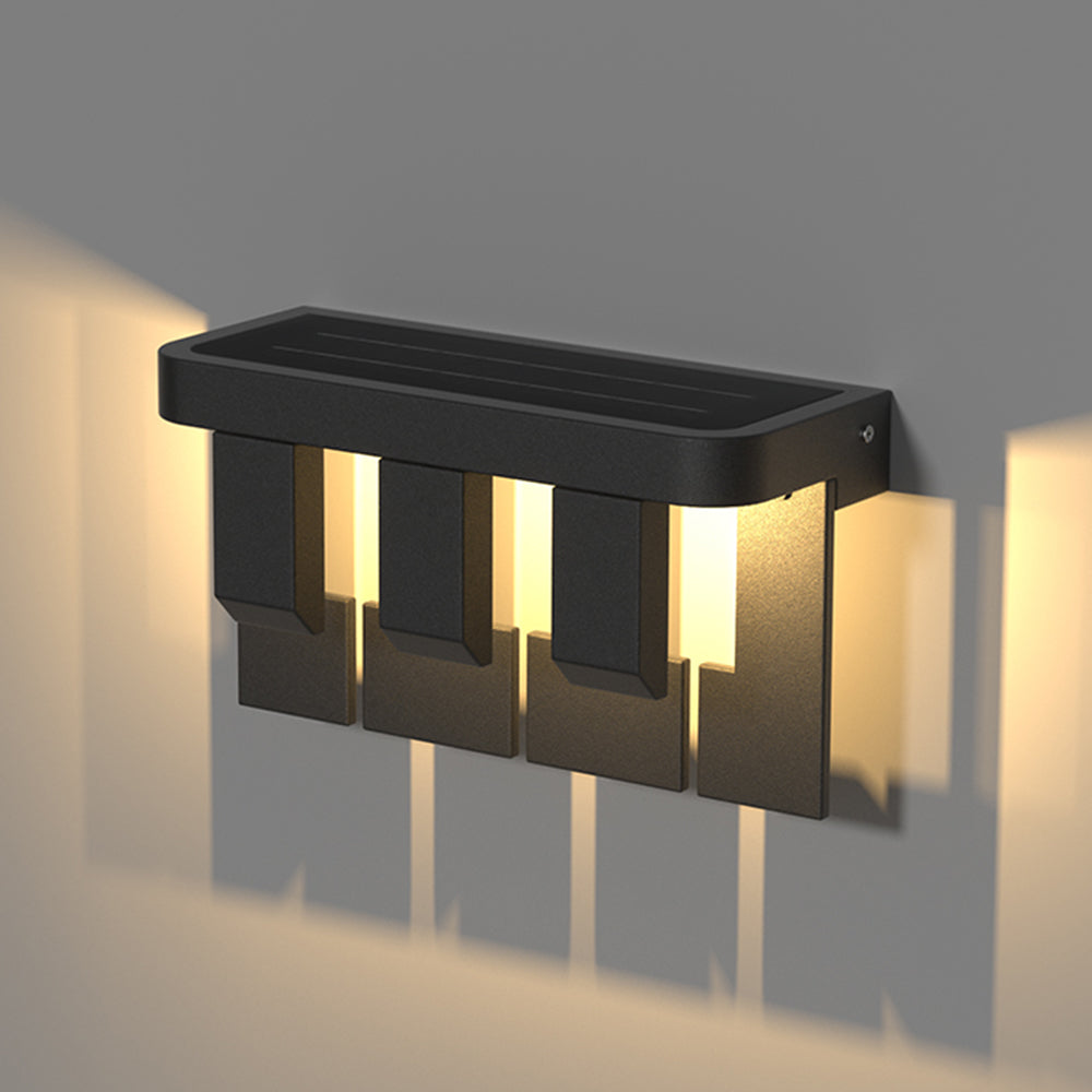 Ray Modern Minimallist Metal Solar Outdoor Garden/Yard Wall Lamp, Black - Neutral Decor