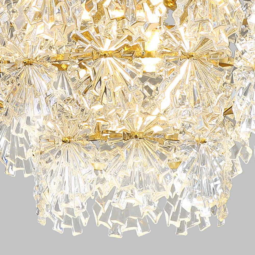 Kristy Elegant Gold Pendant Light 3 Rings, Metal/Glass - Neutral Decor