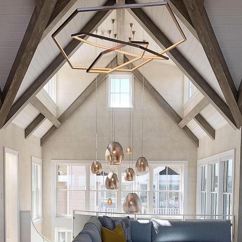 Arisha Minimalist Geomatic Metal Pendant Light, Gold, DIY - Neutral Decor
