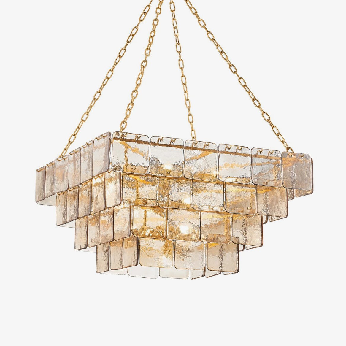 Aurora Chandelier Chain Champagne Piastre Glass Tiered-Neutral Decor