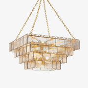 Aurora Chandelier Chain Champagne Piastre Glass Tiered-Neutral Decor