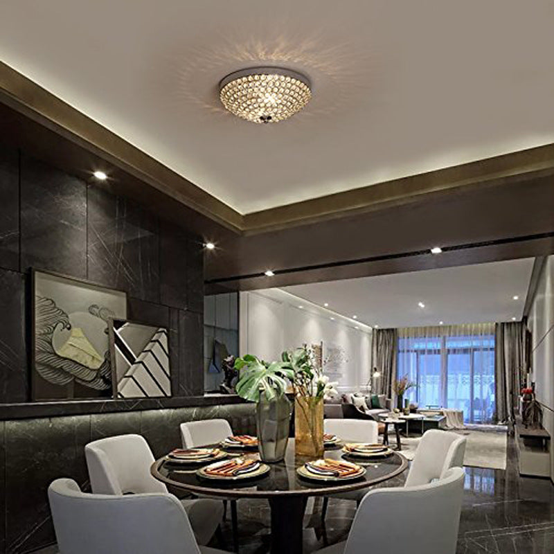 Kristy Crystal Flush Mount Ceiling Light Glass Living Room Bedroom - Neutral Decor
