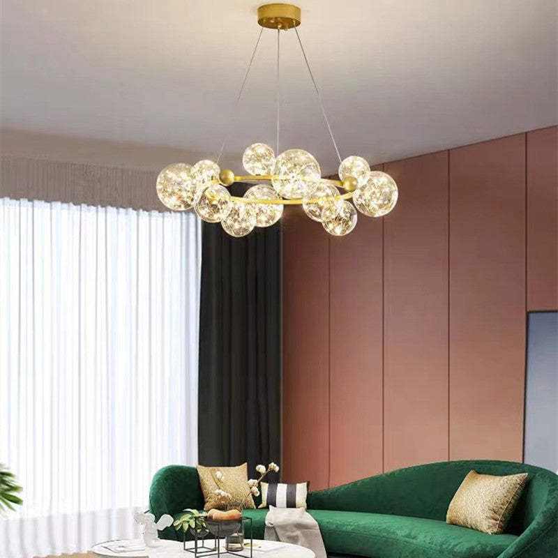 Valentina Art Deco Luminous Sphere Cluster Glass Pendant Light - Neutral Decor
