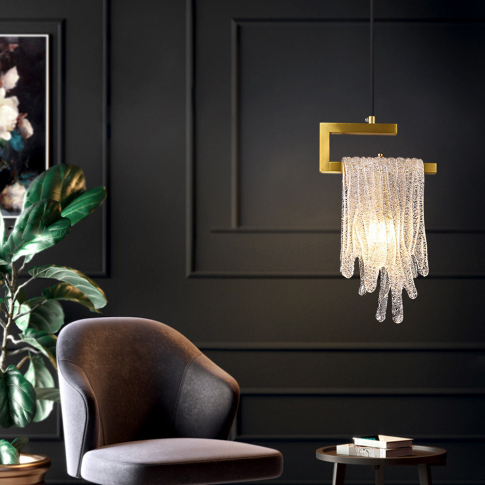 Kristy Modern Flowing Jelly Pendant Light, Gold, Crystal/Brass - Neutral Decor