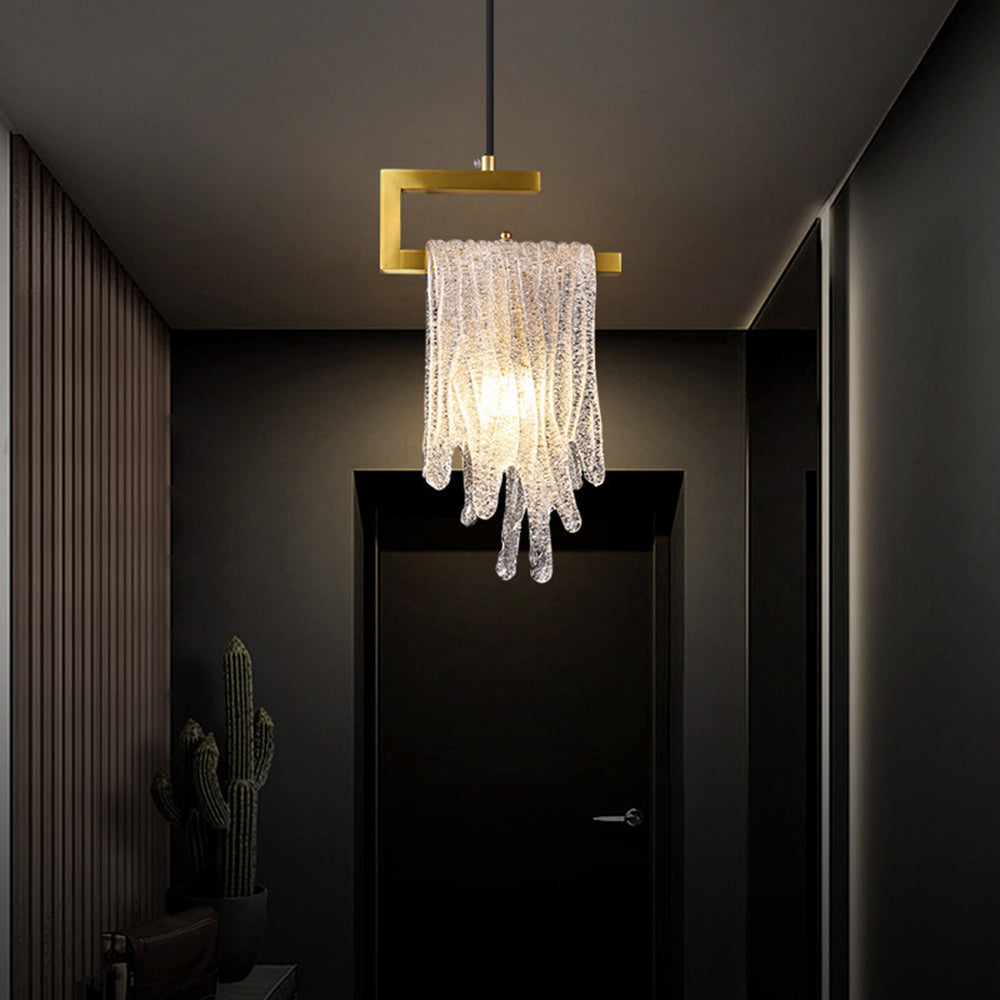 Kristy Modern Flowing Jelly Pendant Light, Gold, Crystal/Brass - Neutral Decor