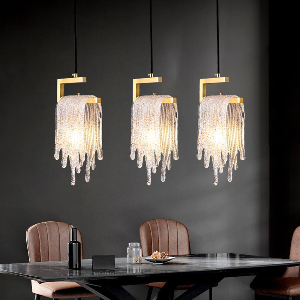 Kristy Modern Flowing Jelly Pendant Light, Gold, Crystal/Brass - Neutral Decor