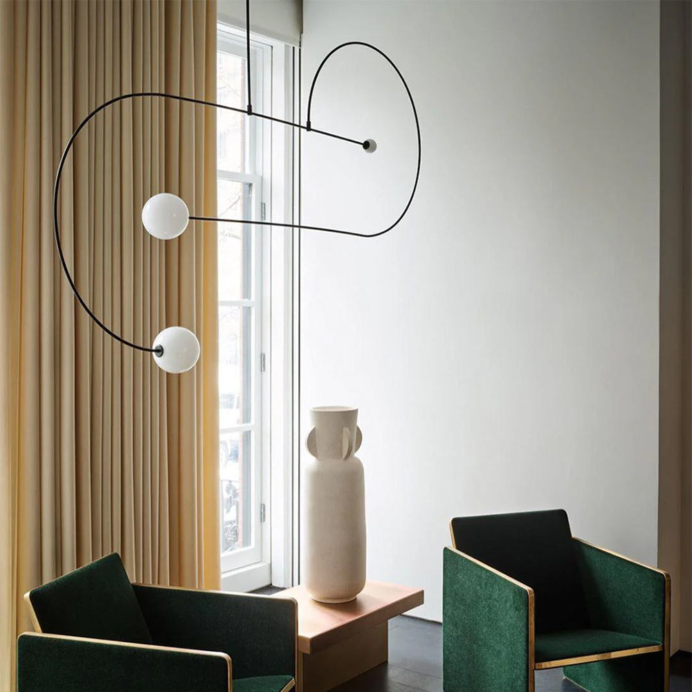 Arisha Minimalist Linear Mobile Pendant Light, Black - Neutral Decor