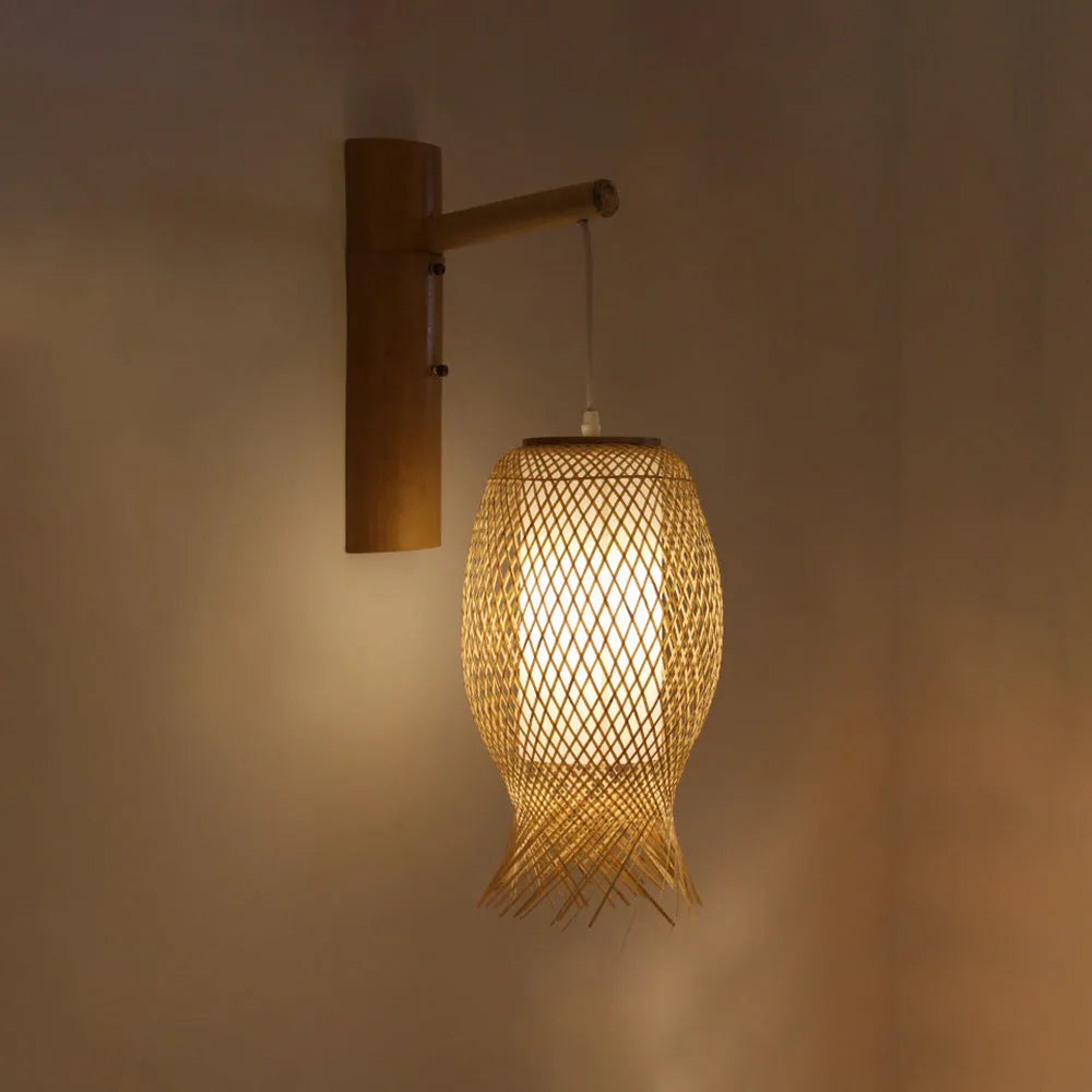 Ritta Wall Lamp Rustic, Muto Rattan Weaving LED, Hallway Wall Sconce - Neutral Decor