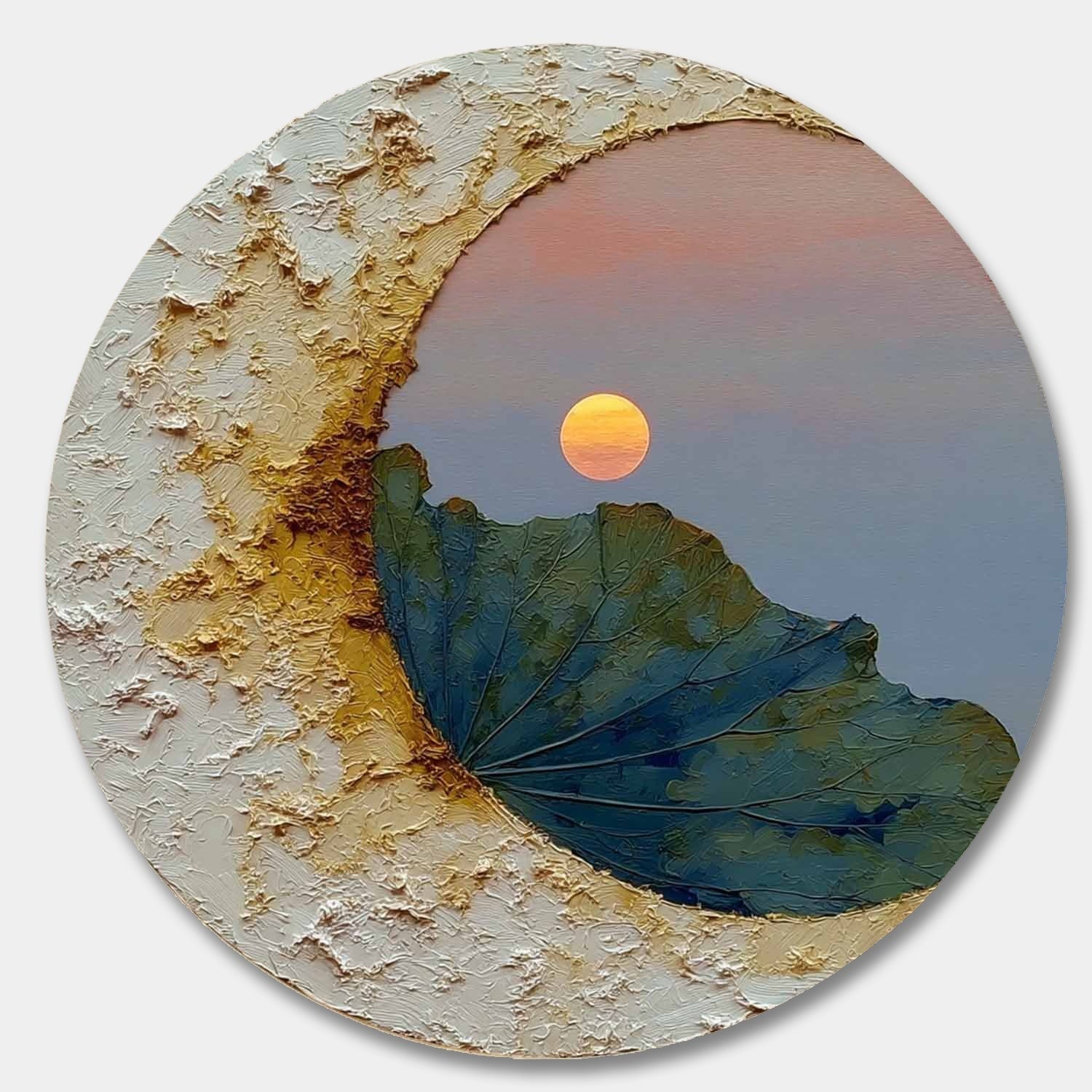 Wall Art Circular Impasto Lotus - Neutralighting