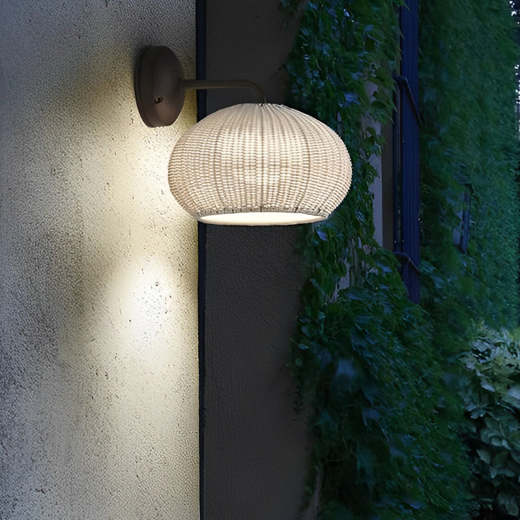 Jarvis Lantern Shaped Modern Rattan Outdoor Wall Lamp
