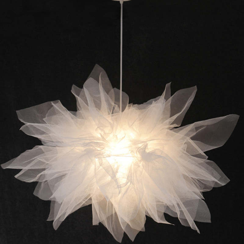 Arisha Modern Flower Fabric Pendant Light, Bedroom, White - Neutral Decor