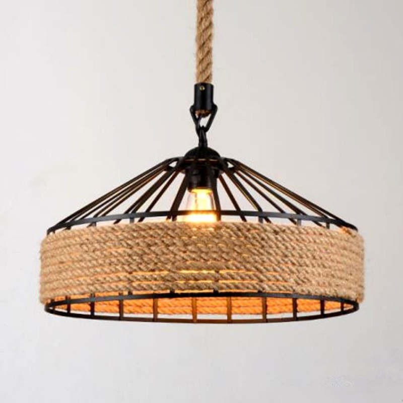 Epoch Retro Rope Metal Pendant Light, Black - Neutral Decor
